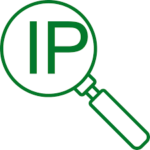 An icon of a magnifying glass focusing on the letters 'IP'