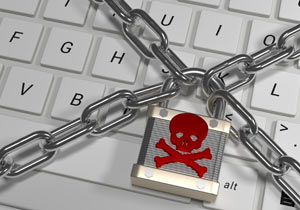 Chains and lock on a keyboard