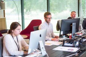 cybersecurity team working together