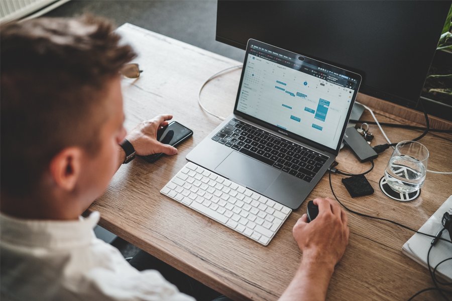 Employee working at his desk