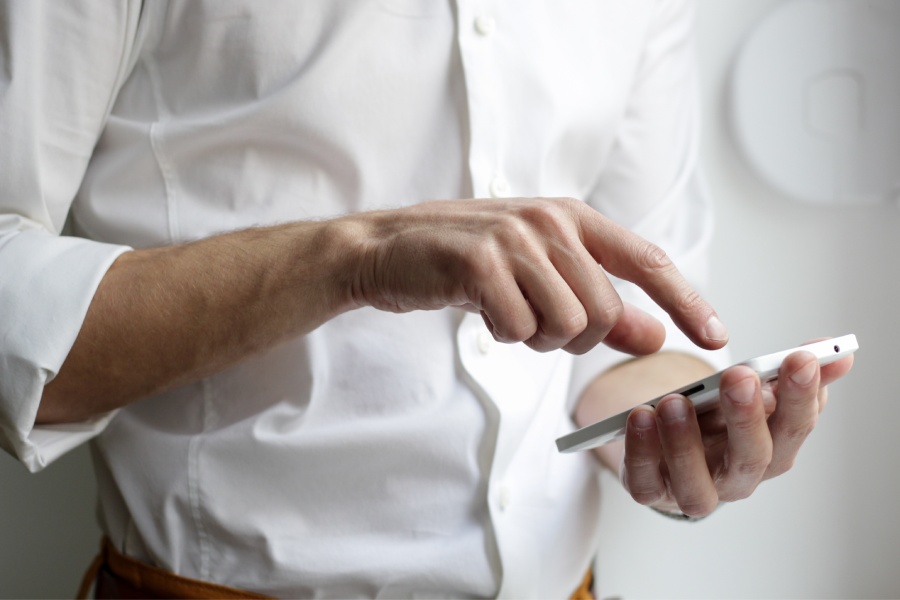 A man using a smartphone