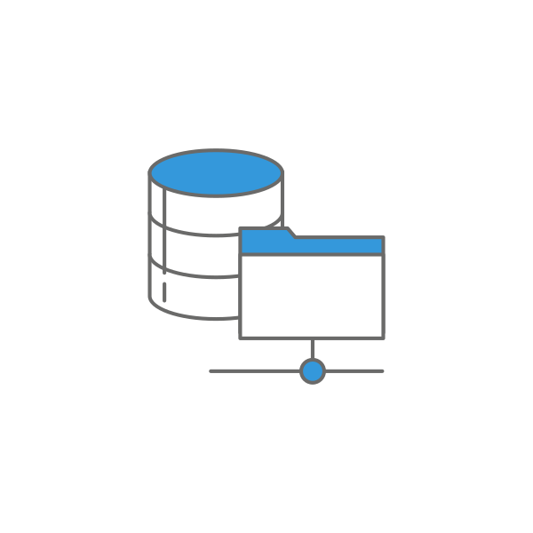 Icon of a database and file folder