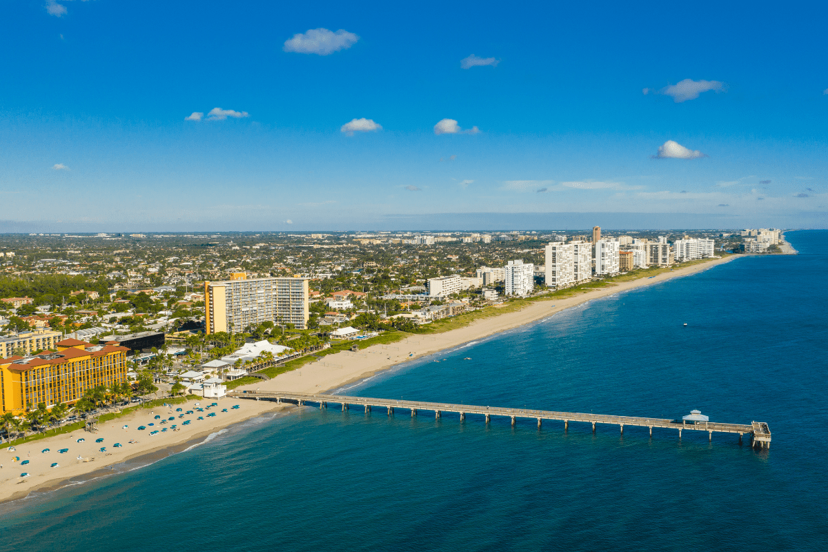 Aerial photo of the beach, representing managed IT and cybersecurity services in Deerfield Beach.